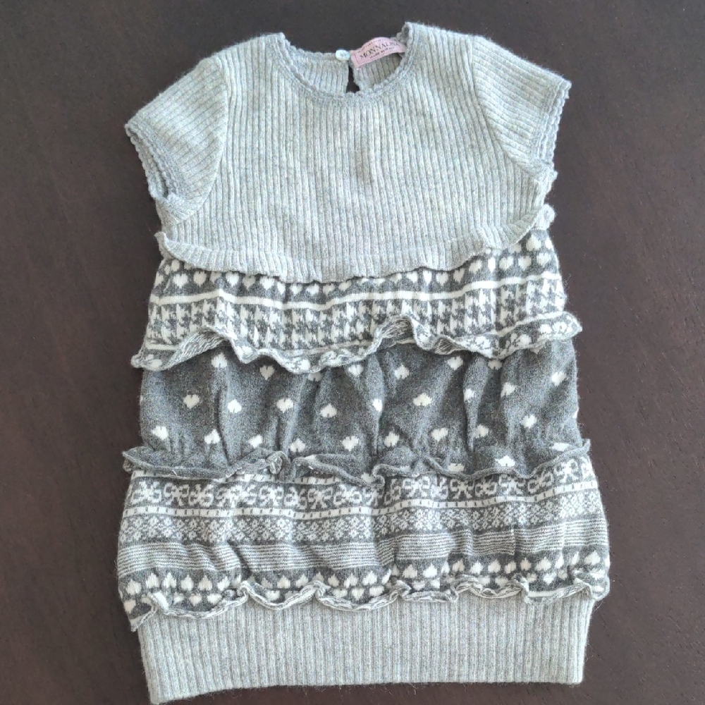 MonnaLisa Soft Gray Ribbed Sweater Dress